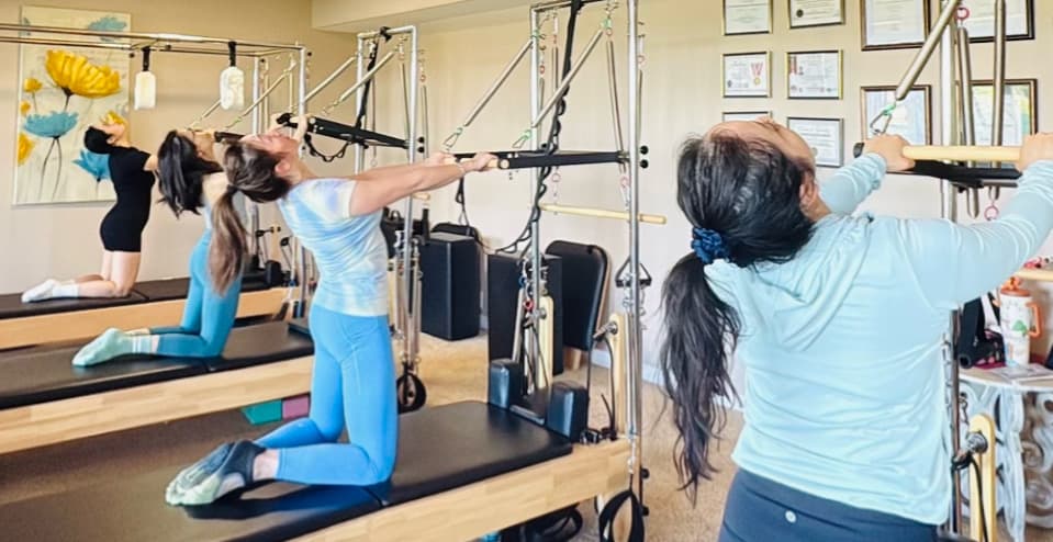 Image of pilates reformer, a machine